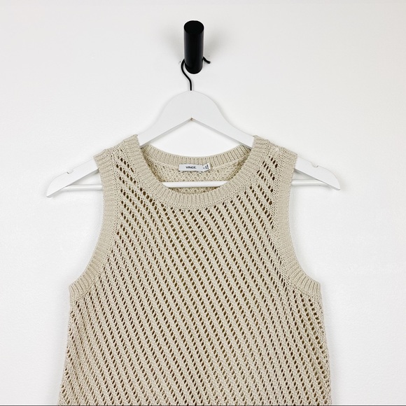 Vince Women's Natural Mesh Stitch Cotton Tank Top - Picture 8 of 16